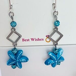 Handmade Turquoise Starfish Drop Earrings